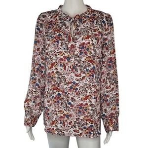 Talbots Meadow Floral‎ Tie Neck Blouse